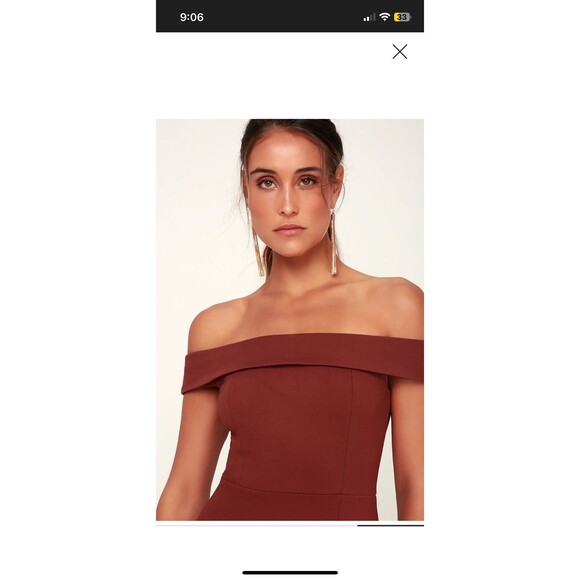 Lulus Way Of Love Wine Red Off-the-Shoulder Bodycon Dress size Medium - Picture 4 of 5